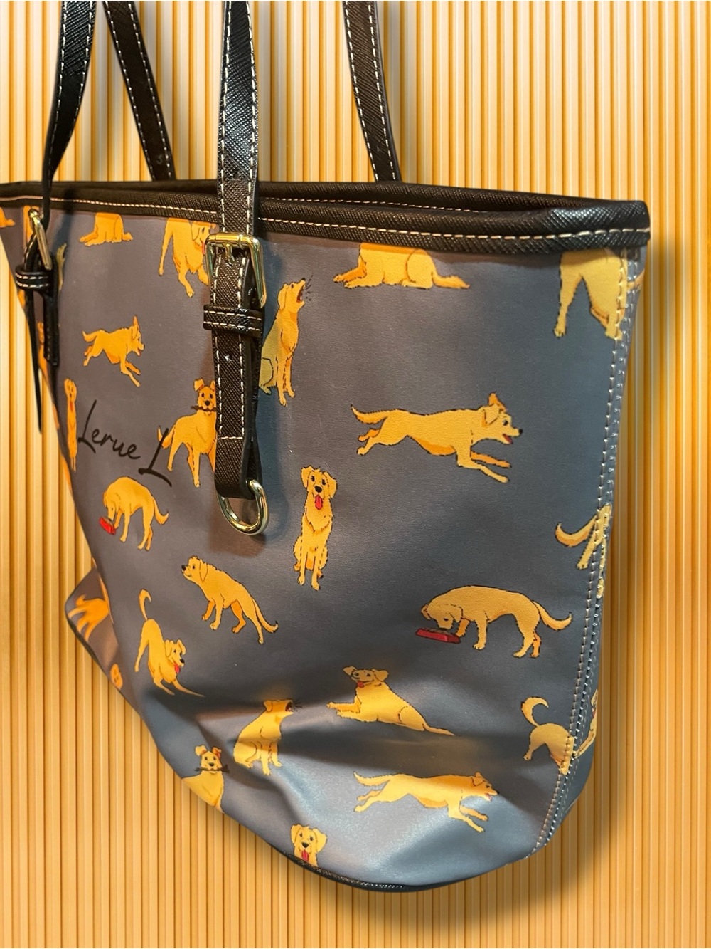✨ LerueL Golden Retriever Tote Bag | Cute Dog Mom Shoulder Handbag Blue 🐶 - Picture 14 of 15